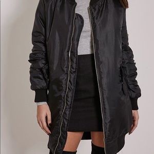 Black Extended Forever 21 Bomber Jacket